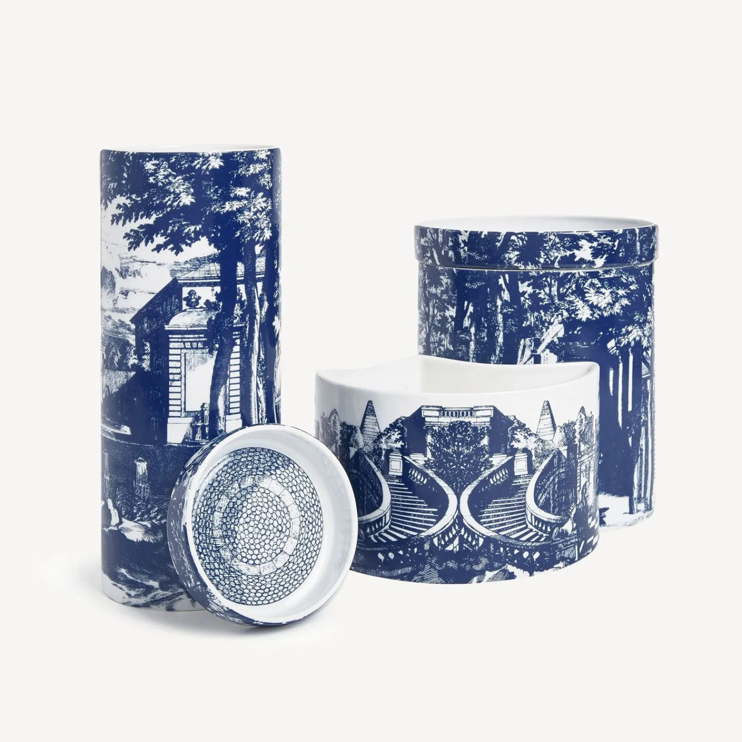Scented Candles<Fornasetti Nel Mentre Set Of Three Scented Candles - Giardino Settecentesco Decor - Giardino Segreto Fragrance Blue/White