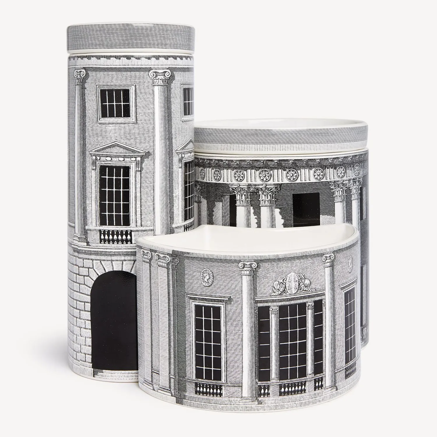 Scented Candles<Fornasetti Nel Mentre Set Of Three Scented Candles - Architettura Decor - Immaginazione Fragrance White/Black