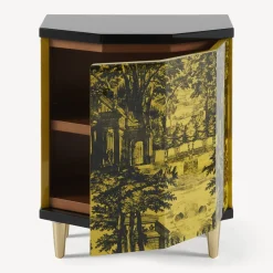 Cabinets<Fornasetti Night Stand Polyhedric Giardino Settecentesco Black/Yellow