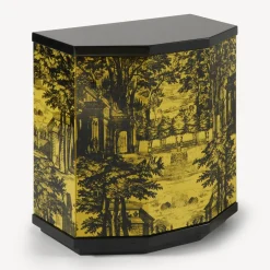 Cabinets<Fornasetti Night Stand Polyhedric Giardino Settecentesco Black/Yellow