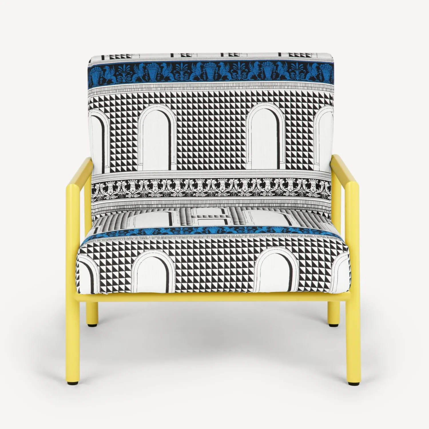 Living Rooms<Fornasetti Outdoor Armchair Facciata Quattrocentesca White/Black/Turquoise