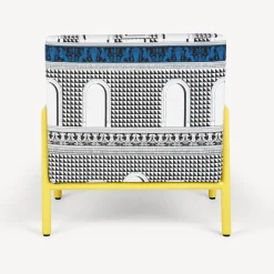 Living Rooms<Fornasetti Outdoor Armchair Facciata Quattrocentesca White/Black/Turquoise
