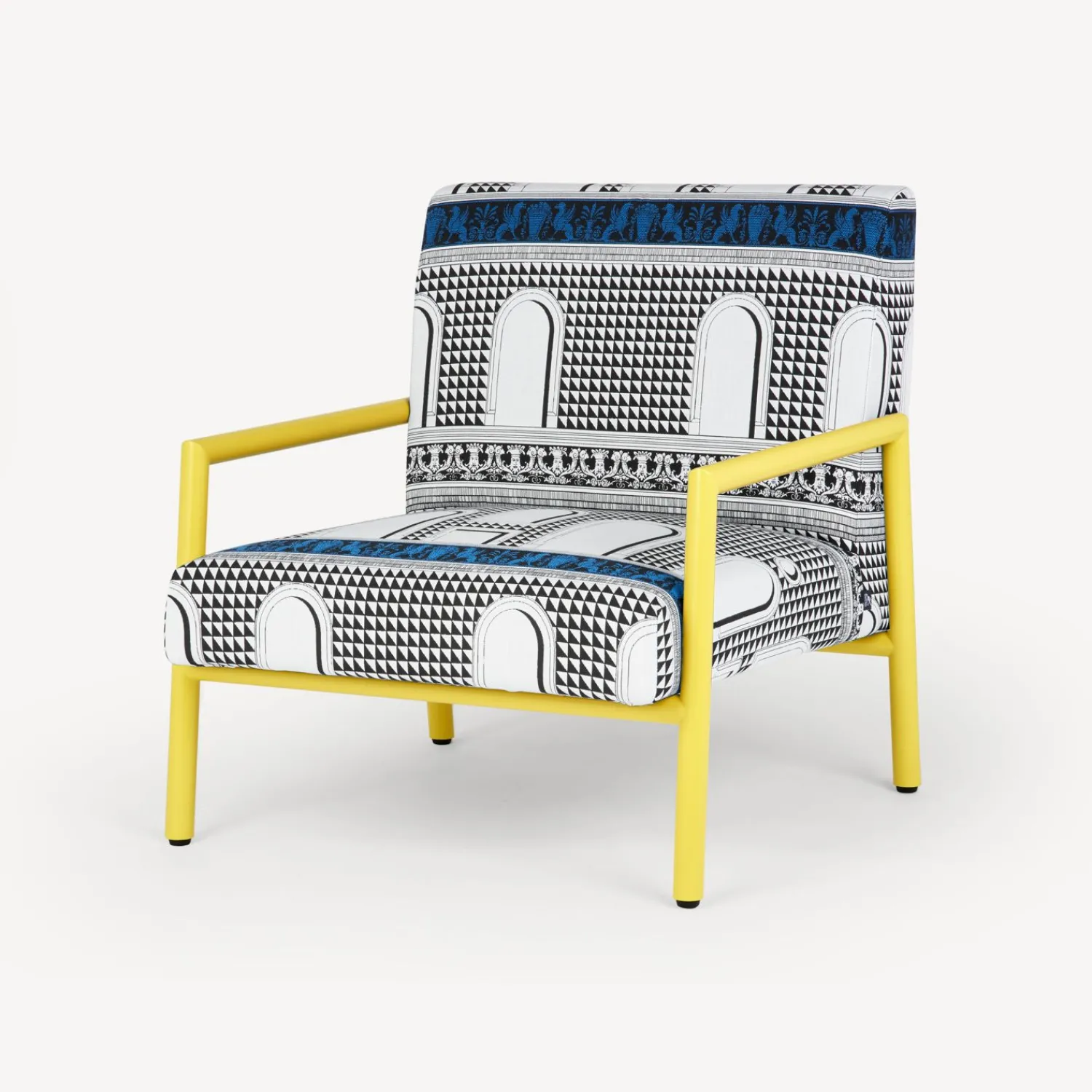 Living Rooms<Fornasetti Outdoor Armchair Facciata Quattrocentesca White/Black/Turquoise