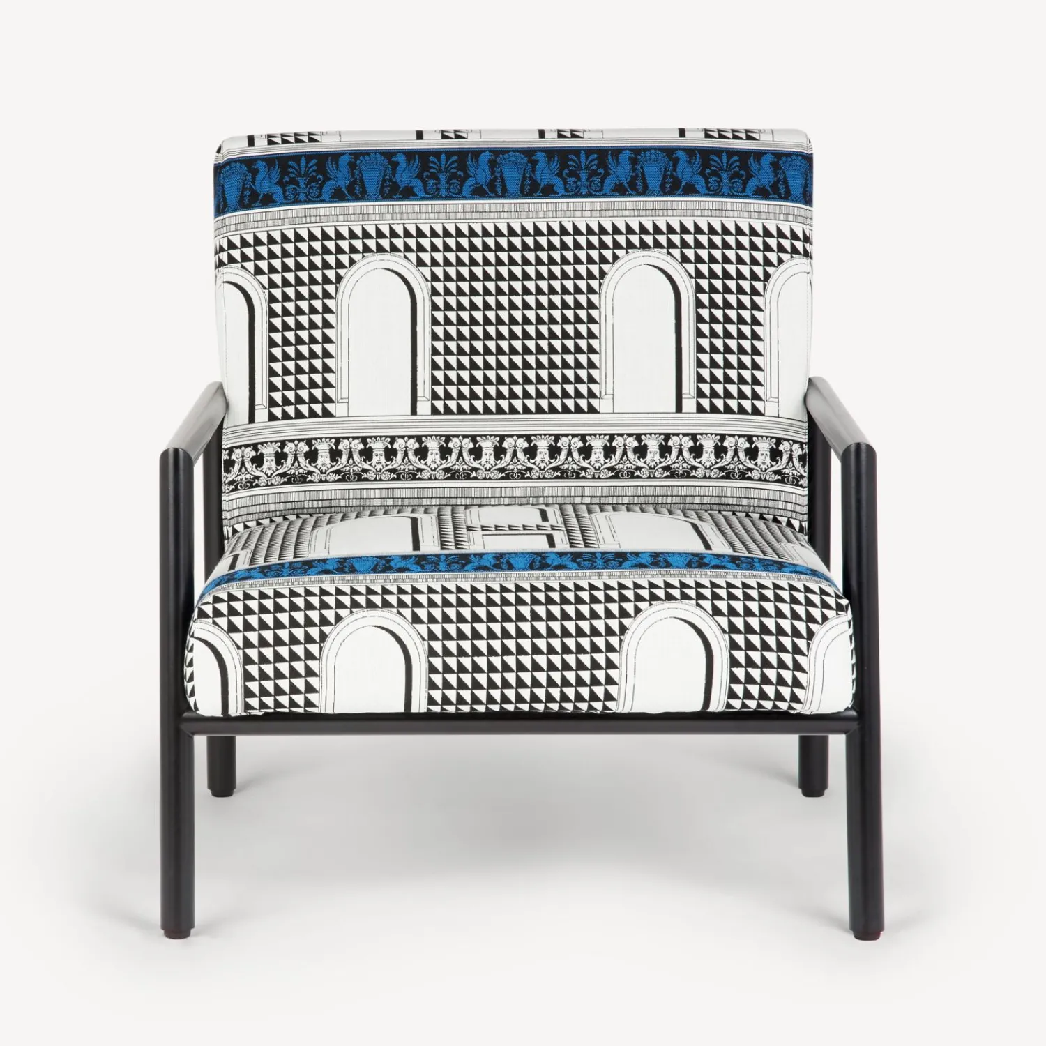 Living Rooms<Fornasetti Outdoor Armchair Facciata Quattrocentesca White/Black/Turquoise
