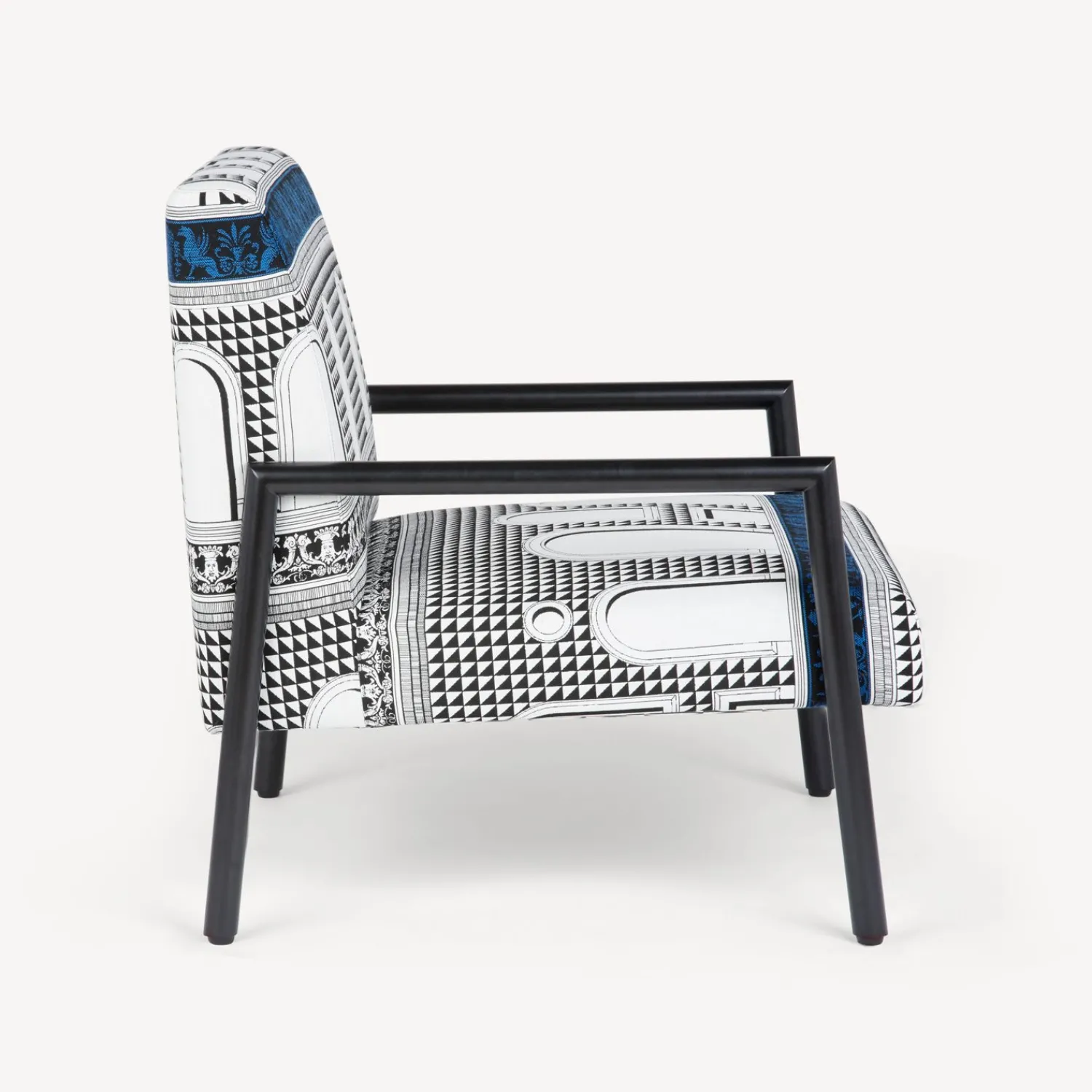 Living Rooms<Fornasetti Outdoor Armchair Facciata Quattrocentesca White/Black/Turquoise