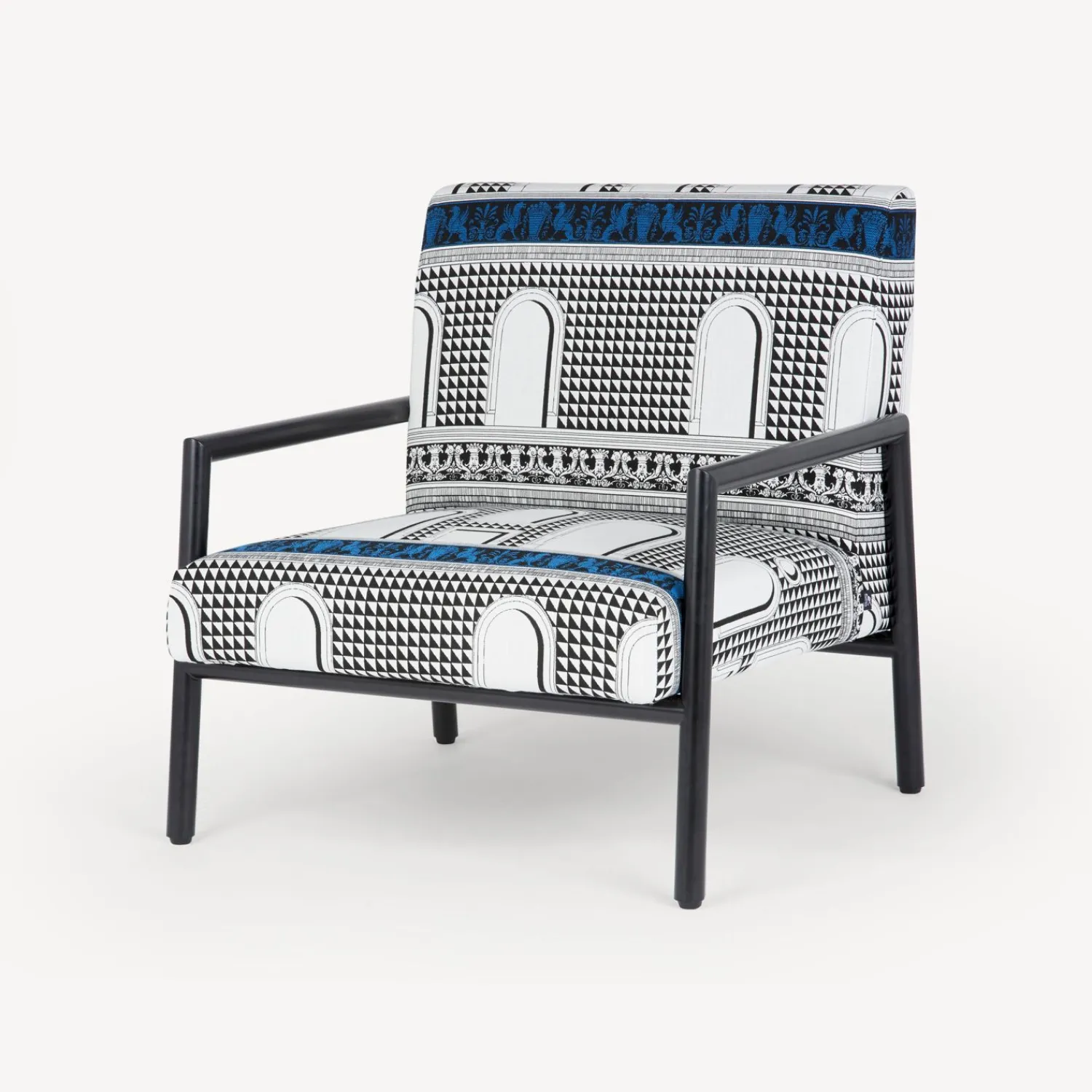 Living Rooms<Fornasetti Outdoor Armchair Facciata Quattrocentesca White/Black/Turquoise