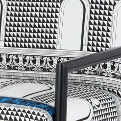 Living Rooms<Fornasetti Outdoor Armchair Facciata Quattrocentesca White/Black/Turquoise