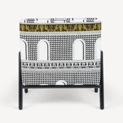 Living Rooms<Fornasetti Outdoor Armchair Facciata Quattrocentesca White/Black/Yellow