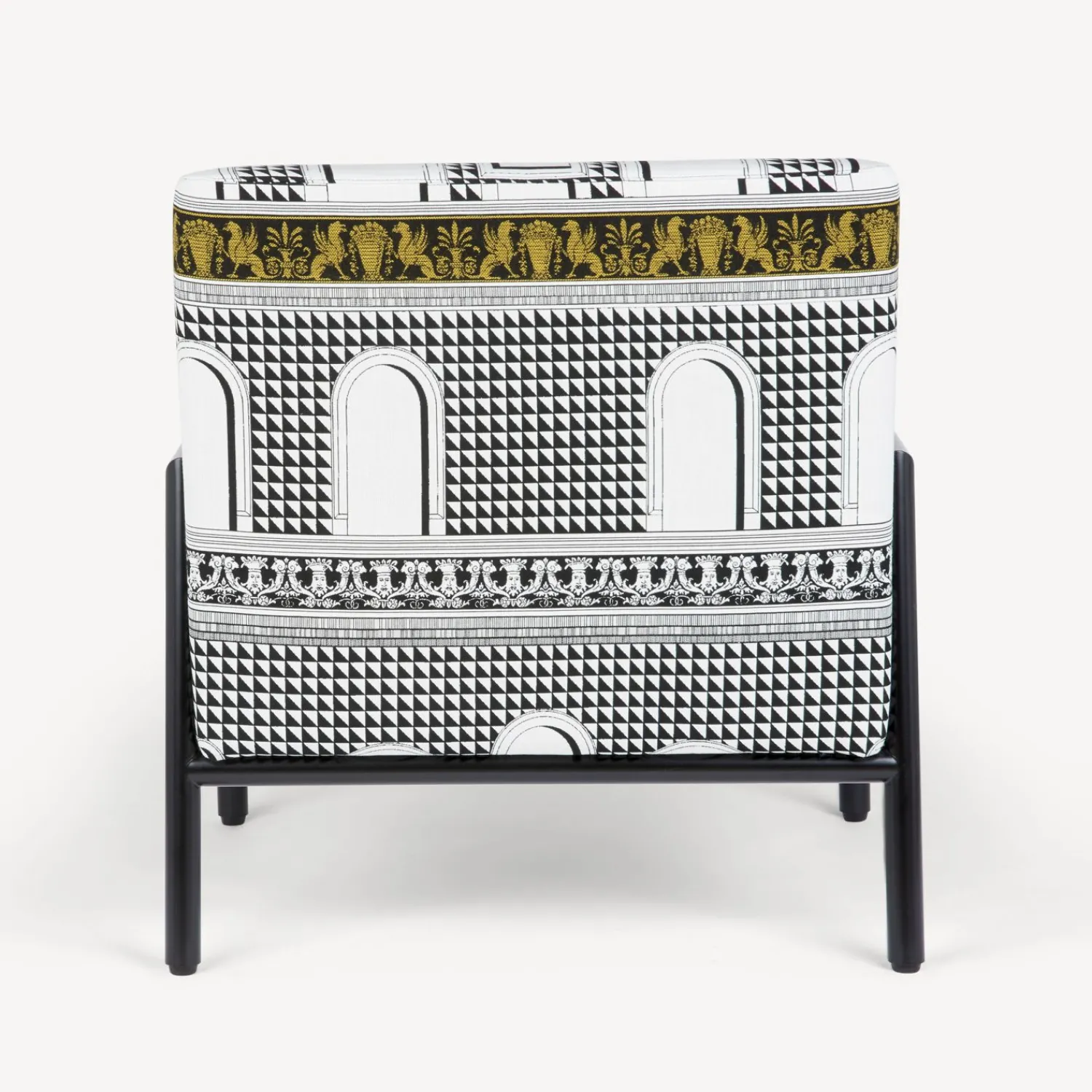Living Rooms<Fornasetti Outdoor Armchair Facciata Quattrocentesca White/Black/Yellow