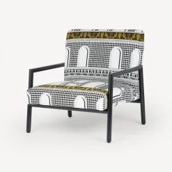 Living Rooms<Fornasetti Outdoor Armchair Facciata Quattrocentesca White/Black/Yellow