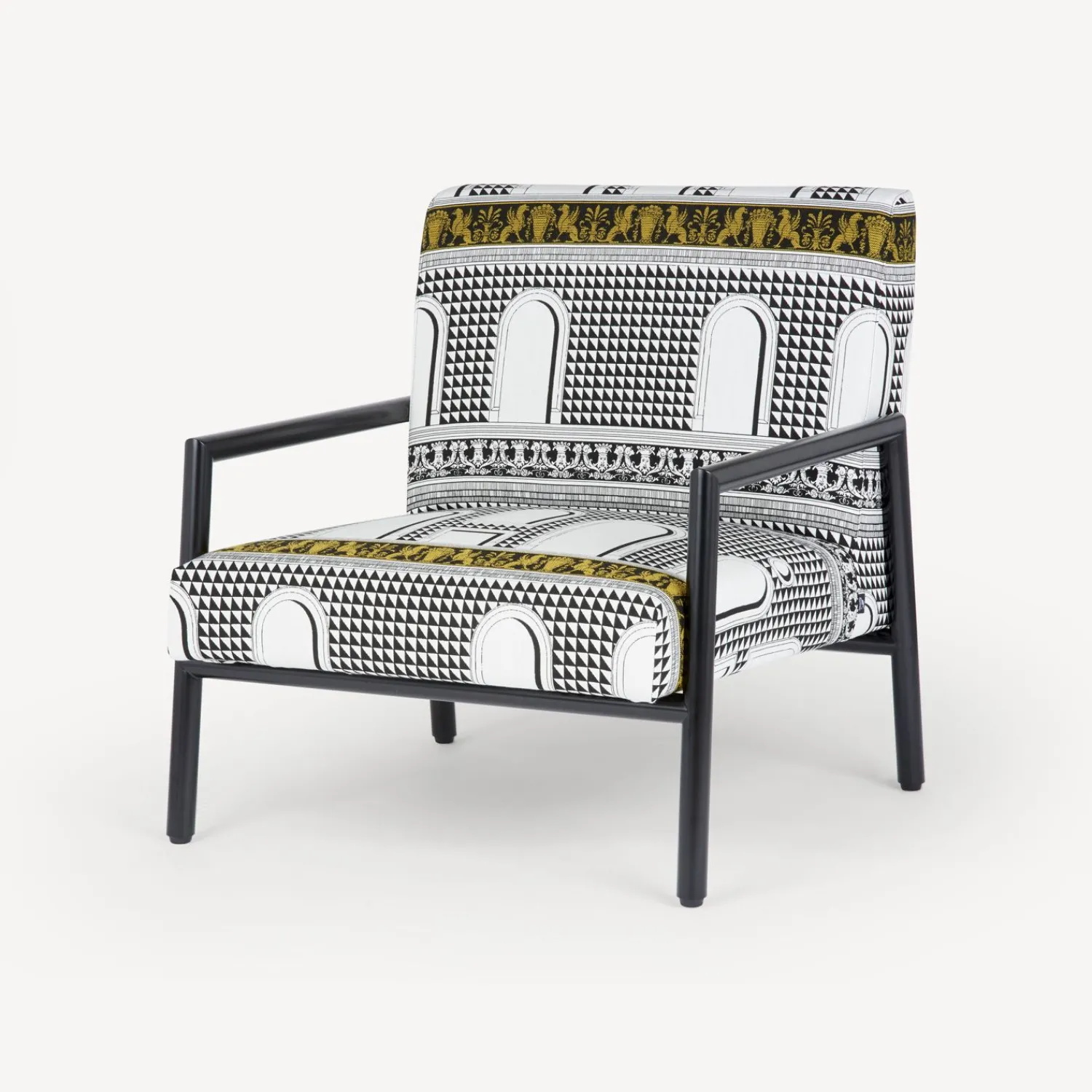 Living Rooms<Fornasetti Outdoor Armchair Facciata Quattrocentesca White/Black/Yellow