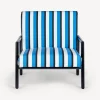 Living Rooms<Fornasetti Outdoor Armchair Rigato Turquoise/White/Black