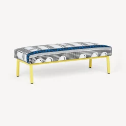 Living Rooms<Fornasetti Outdoor Bench Facciata Quattrocentesca White/Black/Yellow