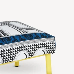 Living Rooms<Fornasetti Outdoor Bench Facciata Quattrocentesca White/Black/Yellow
