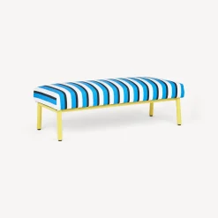 Living Rooms<Fornasetti Outdoor Bench Rigato Turquoise/White/Yellow