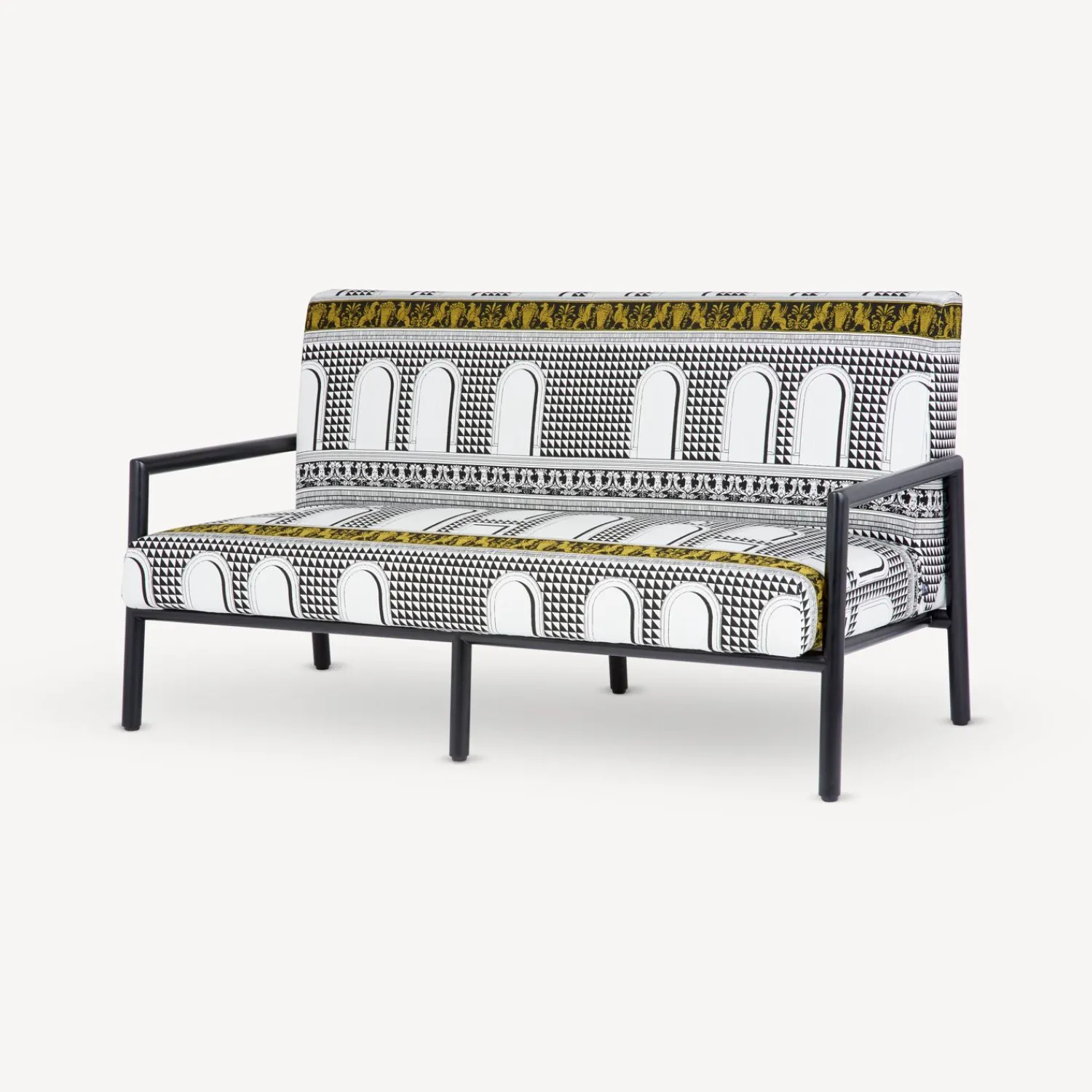 Living Rooms<Fornasetti Outdoor Sofa Facciata Quattrocentesca White/Black/Yellow