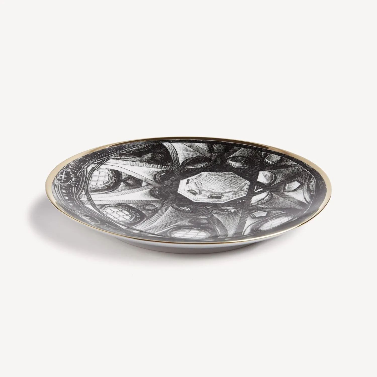 Decorative Plates<Fornasetti Plate Cupola S. Lorenzo (Torino) White/Black/Gold