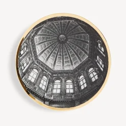 Decorative Plates<Fornasetti Plate Cupola Santa Maria Della Salute (Venezia) White/Black/Gold