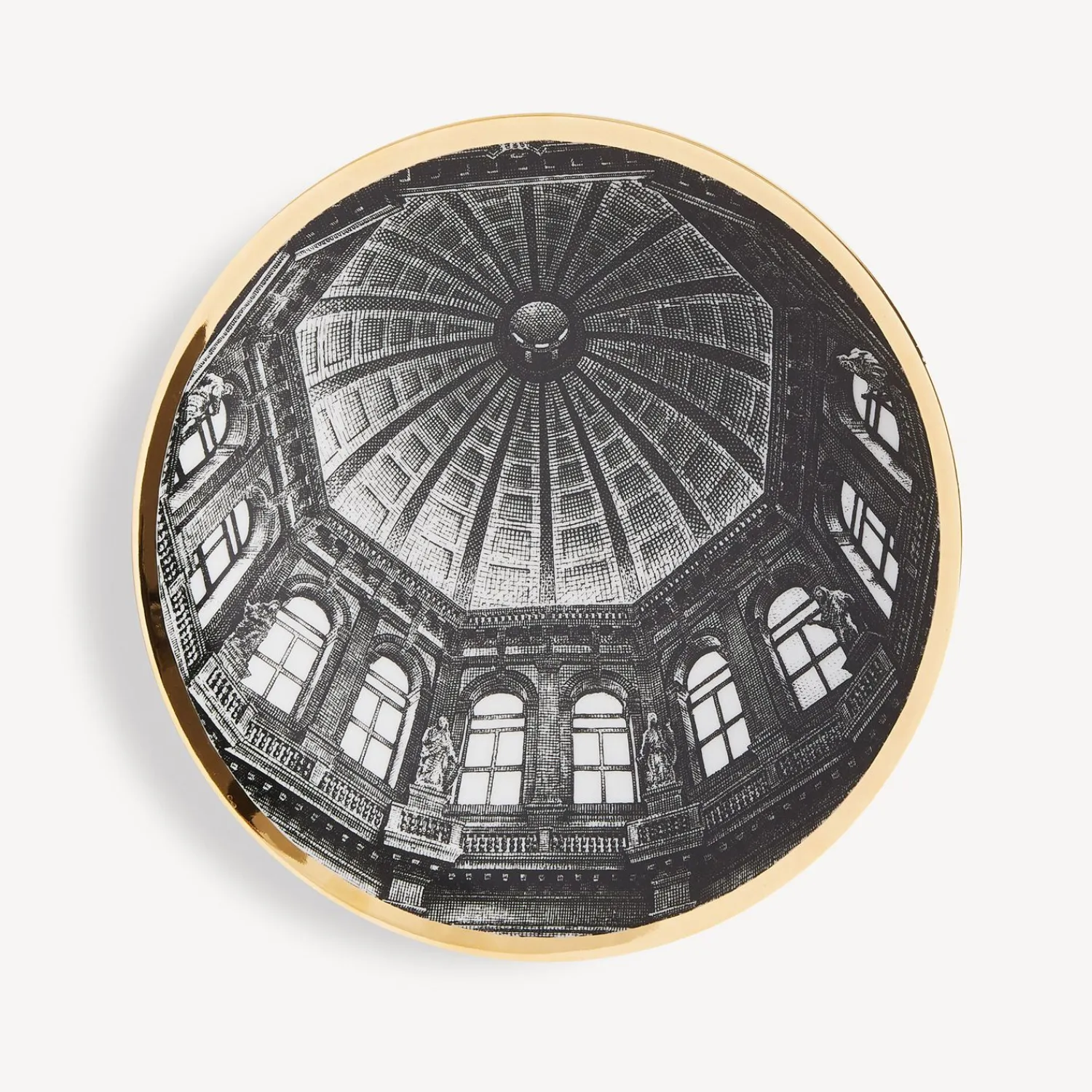Decorative Plates<Fornasetti Plate Cupola Santa Maria Della Salute (Venezia) White/Black/Gold