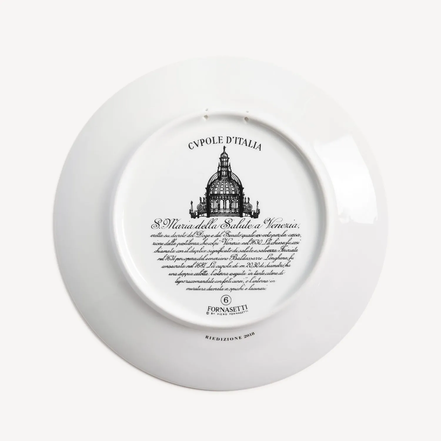 Decorative Plates<Fornasetti Plate Cupola Santa Maria Della Salute (Venezia) White/Black/Gold