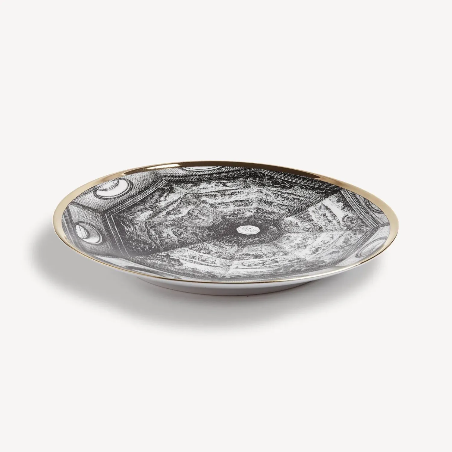 Decorative Plates<Fornasetti Plate Cupola Santa Maria Del Fiore (Firenze) White/Black/Gold