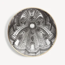 Decorative Plates<Fornasetti Plate Cupola S.Ivo Sapienza (Roma) White/Black/Gold