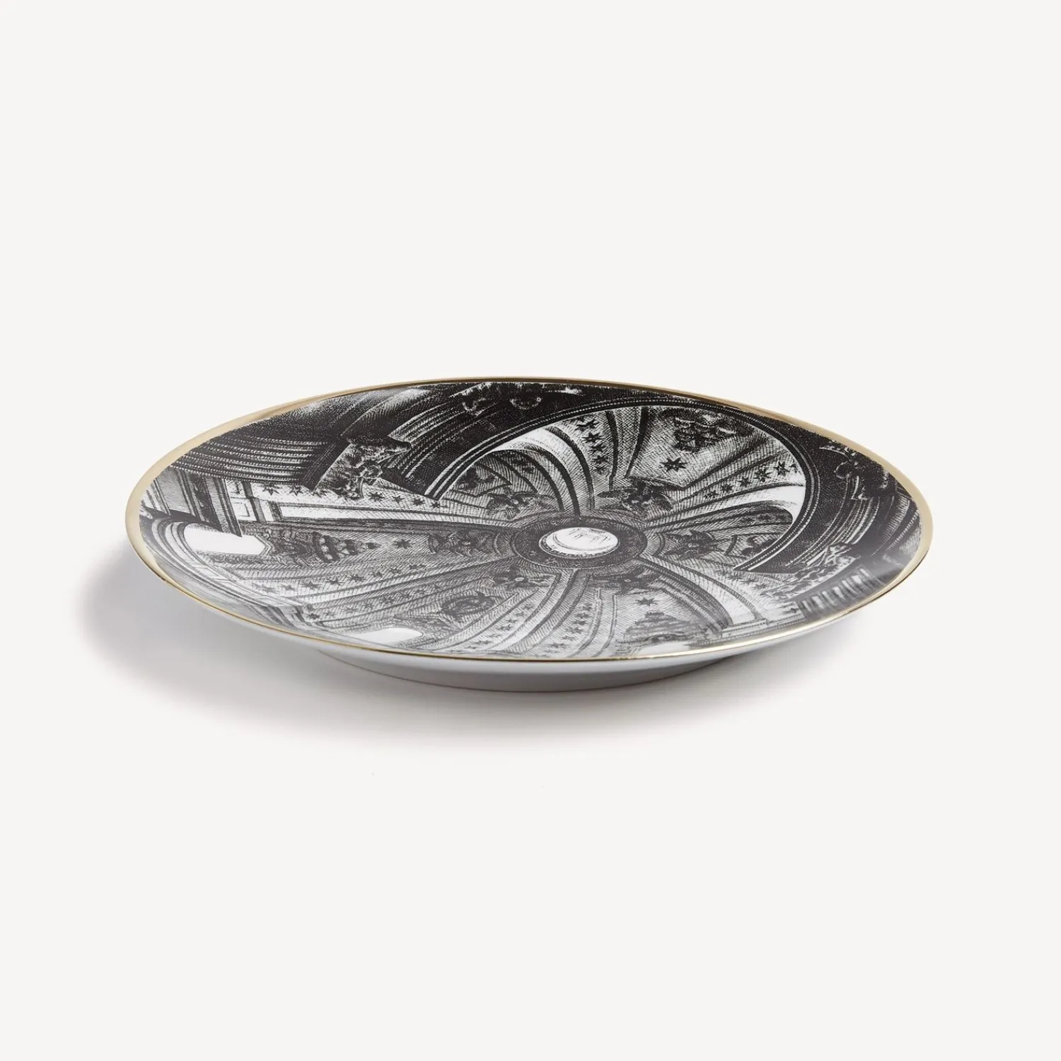 Decorative Plates<Fornasetti Plate Cupola S.Ivo Sapienza (Roma) White/Black/Gold