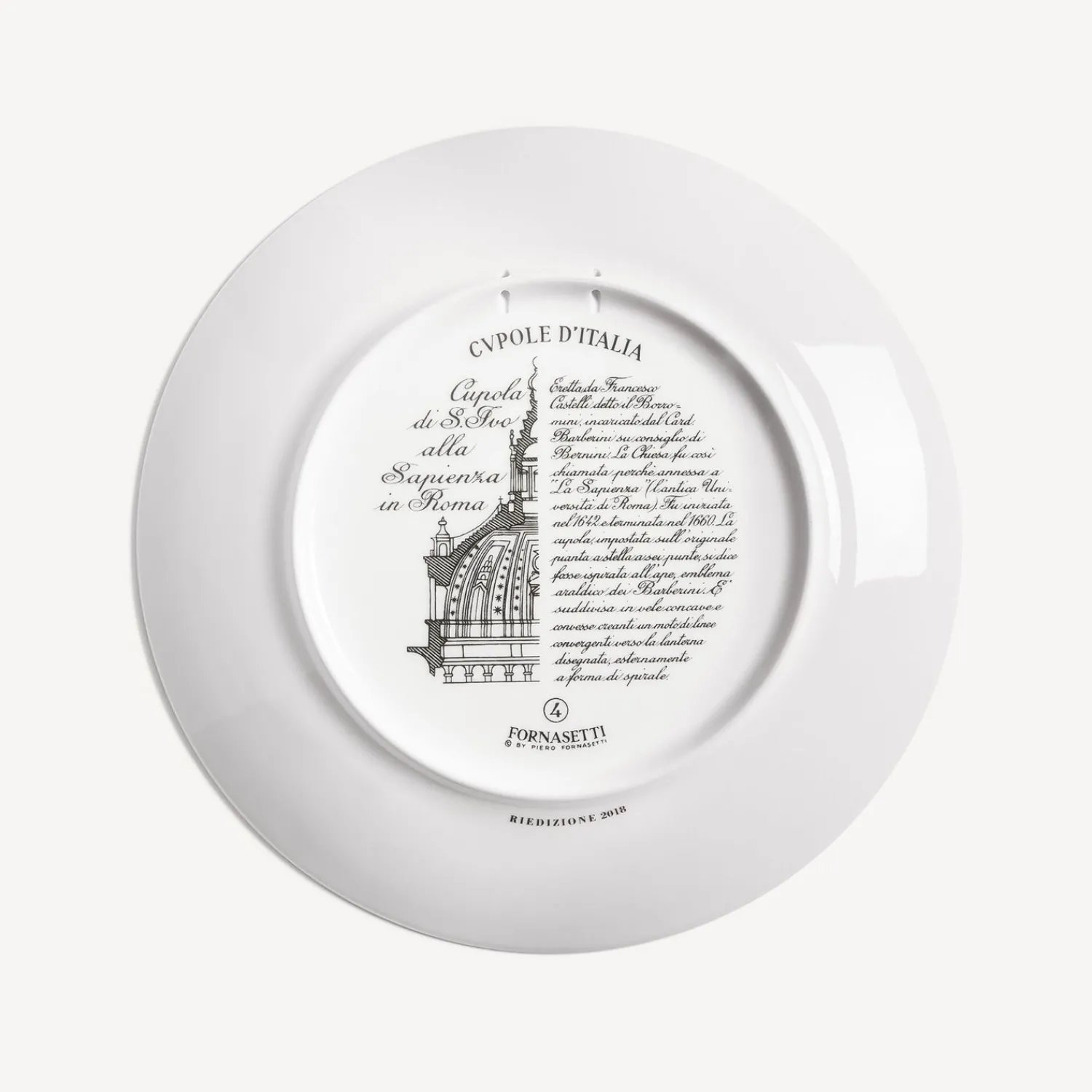 Decorative Plates<Fornasetti Plate Cupola S.Ivo Sapienza (Roma) White/Black/Gold