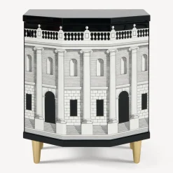 Cabinets<Fornasetti Polyhedric Bedside Table Casa Con Colonne White/Black