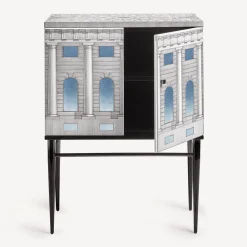 Cabinets<Fornasetti Raised Small Sideboard Architettura Celeste White/Black/Light Blue