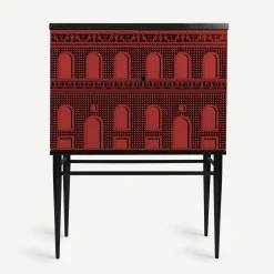 Cabinets<Fornasetti Raised Small Sideboard Facciata Quattrocentesca Red/Black