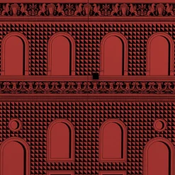 Cabinets<Fornasetti Raised Small Sideboard Facciata Quattrocentesca Red/Black