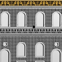 Cabinets<Fornasetti Raised Small Sideboard Facciata Quattrocentesca White/Black/Yellow