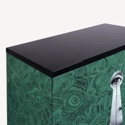 Cabinets<Fornasetti Raised Small Sideboard Serratura Su Malachite Green/White/Black