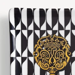 Design Ashtrays<Fornasetti Rectangular Ashtray Chiavi & Losanghe White/Black/Gold