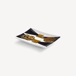 Design Ashtrays<Fornasetti Rectangular Ashtray Chiavi And Rombi White/Black/Gold