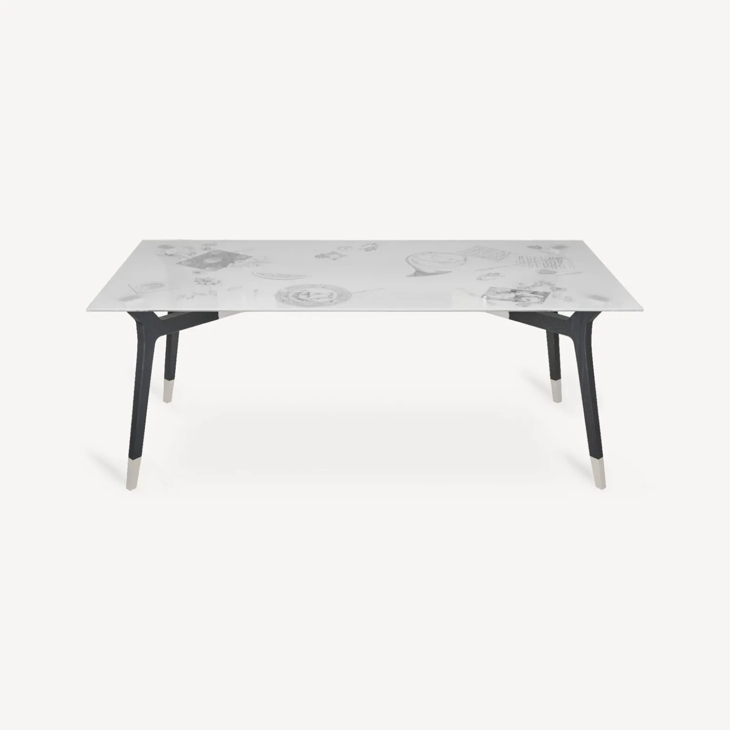 Tables<Fornasetti Rectangular Table Oggetti Sparsi White