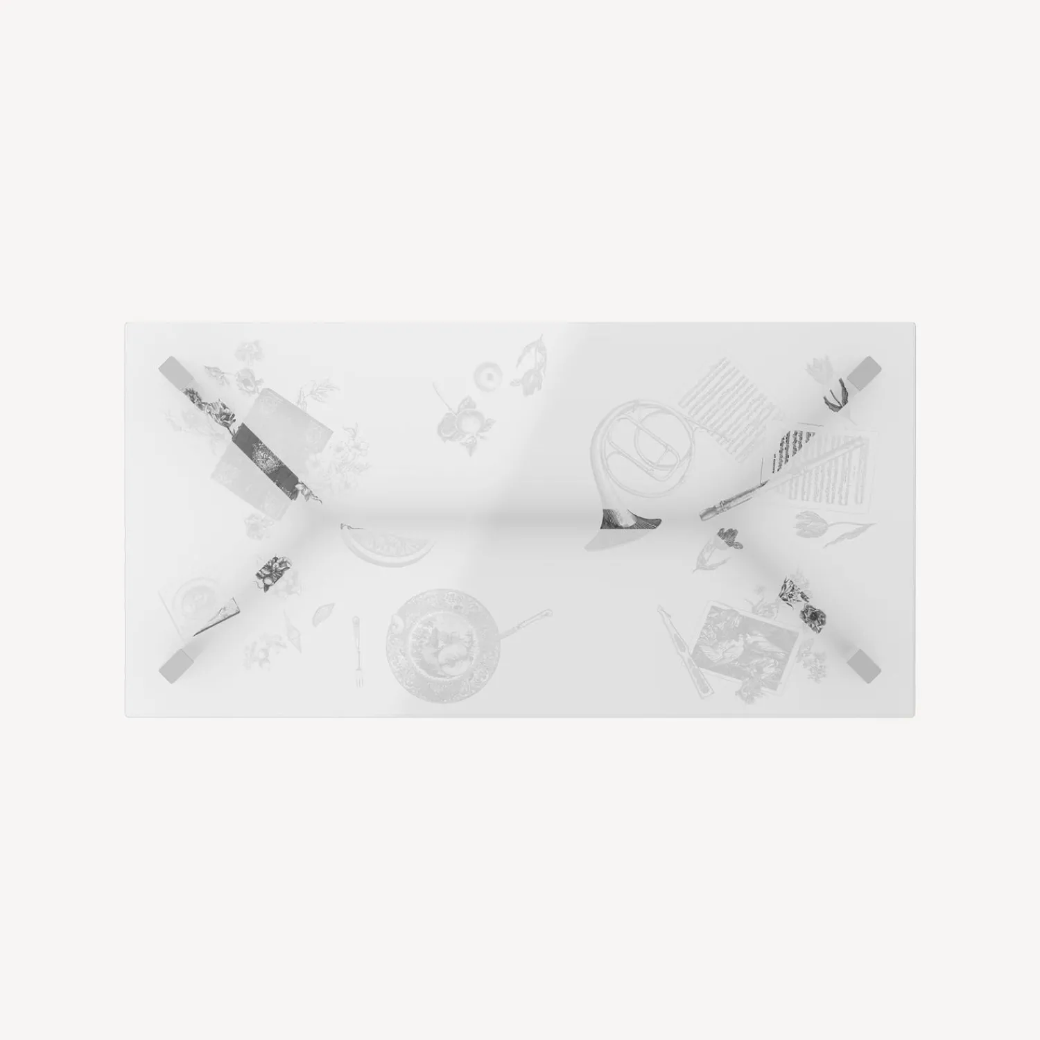 Tables<Fornasetti Rectangular Table Oggetti Sparsi White
