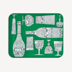 Decorative Trays And Pliants<Fornasetti Rectangular Tray Bottiglie Cocktail Green/White/Black