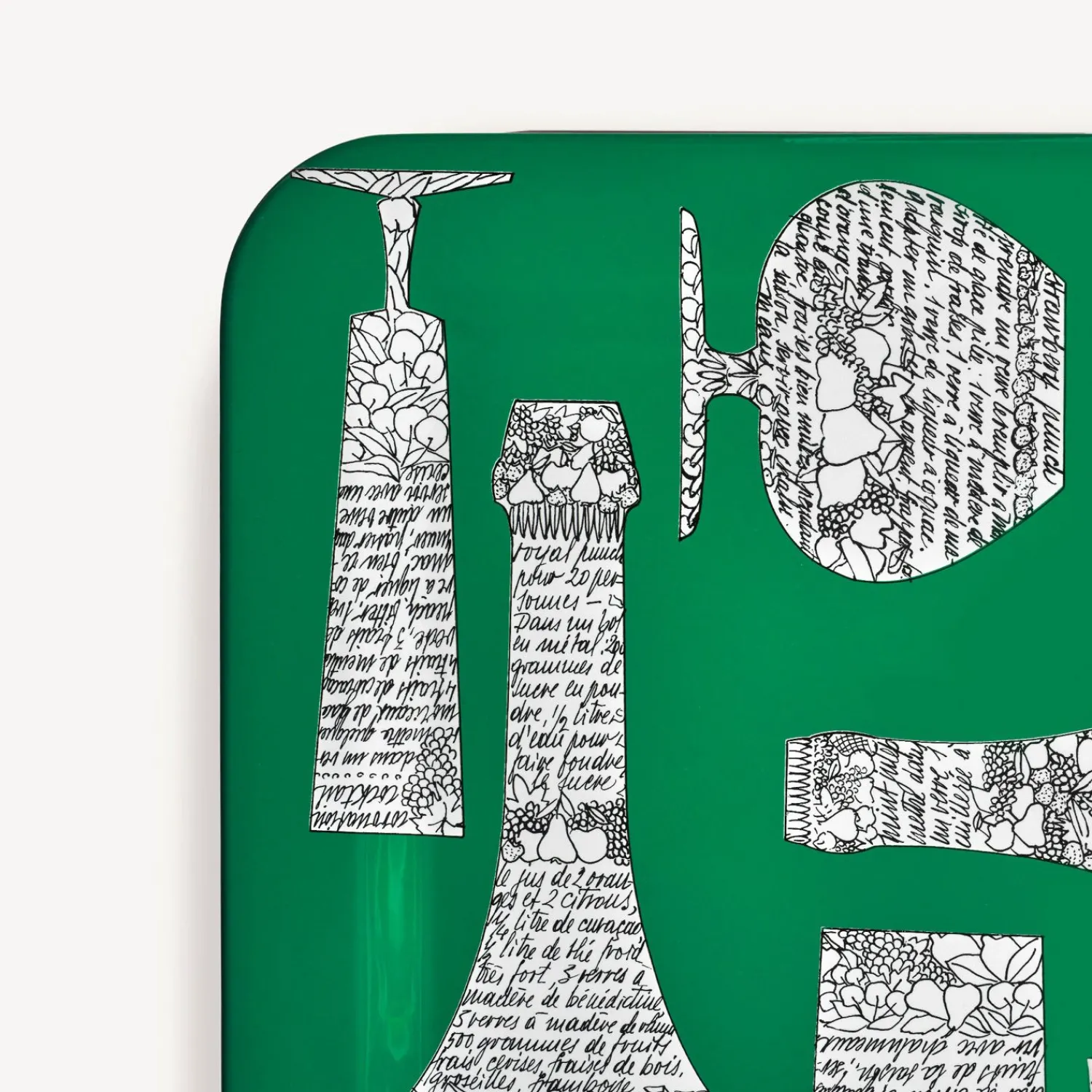 Decorative Trays And Pliants<Fornasetti Rectangular Tray Bottiglie Cocktail Green/White/Black