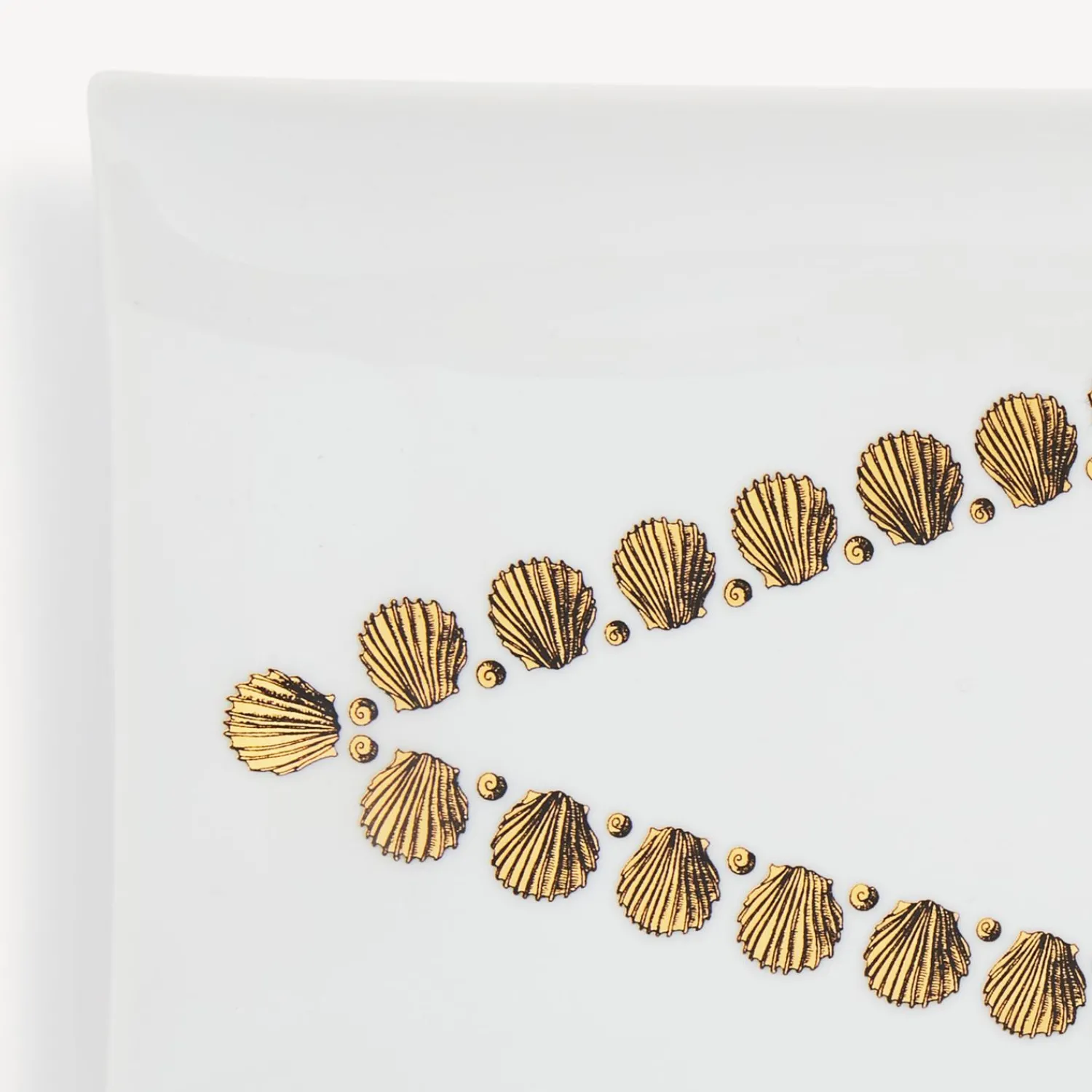 Decorative Trays<Fornasetti Rectangular Tray Giro Di Conchiglie White/Black/Gold