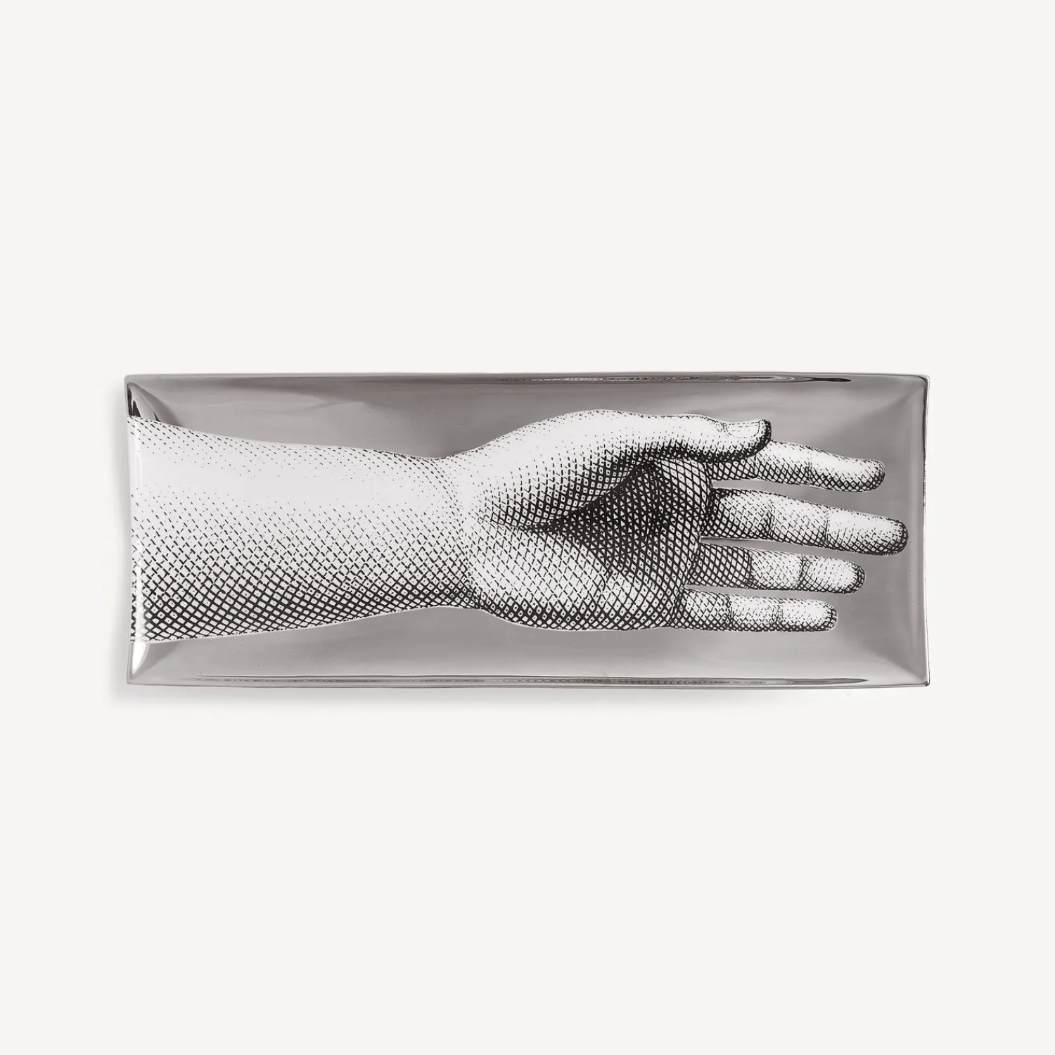 Decorative Trays<Fornasetti Rectangular Tray Mano White/Black/Platinum