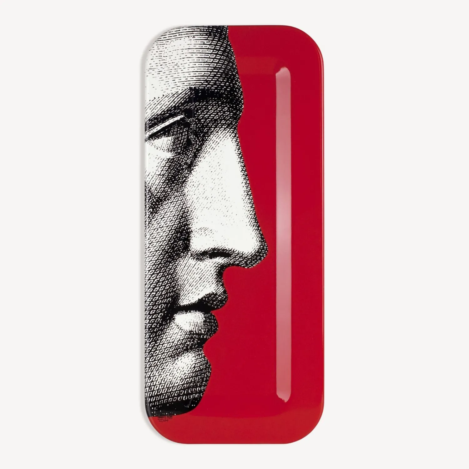 Decorative Trays And Pliants<Fornasetti Rectangular Tray Profilo White/Black/Red