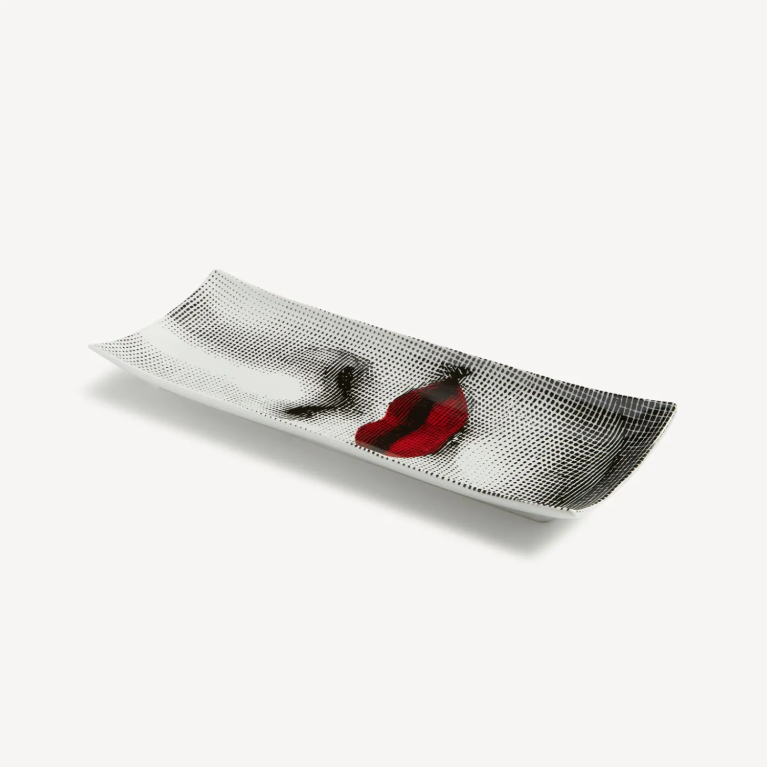 Decorative Trays<Fornasetti Rectangular Tray Red Lips - Tema E Variazioni N.397 White/Black/Red