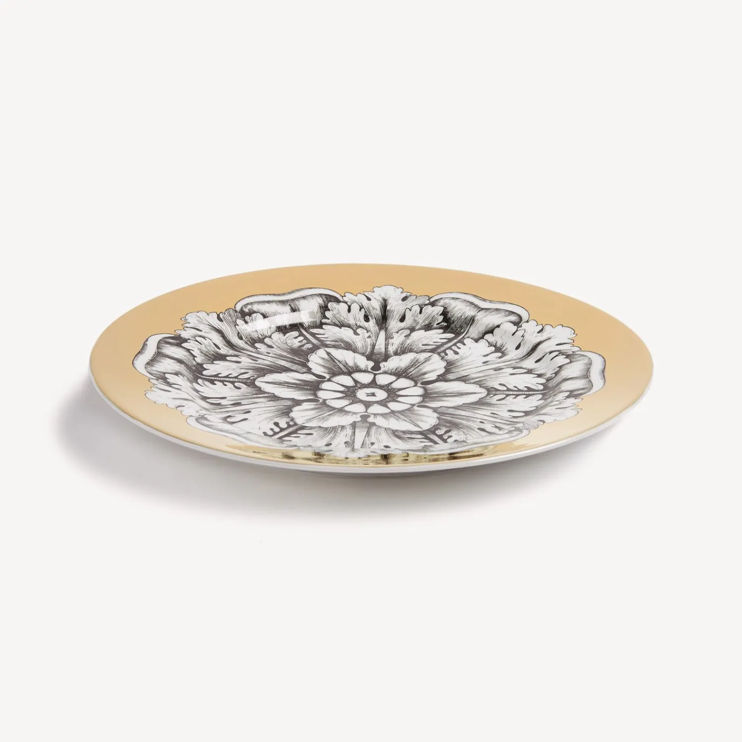 Decorative Plates<Fornasetti Rim Plate Rosone N.4 White/Black/Gold