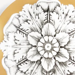 Decorative Plates<Fornasetti Rim Plate Rosone N.4 White/Black/Gold