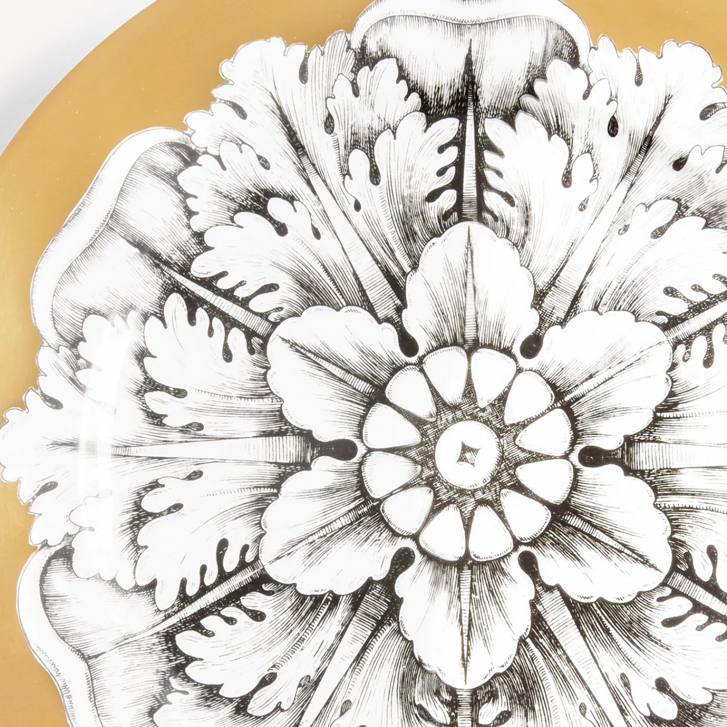 Decorative Plates<Fornasetti Rim Plate Rosone N.4 White/Black/Gold