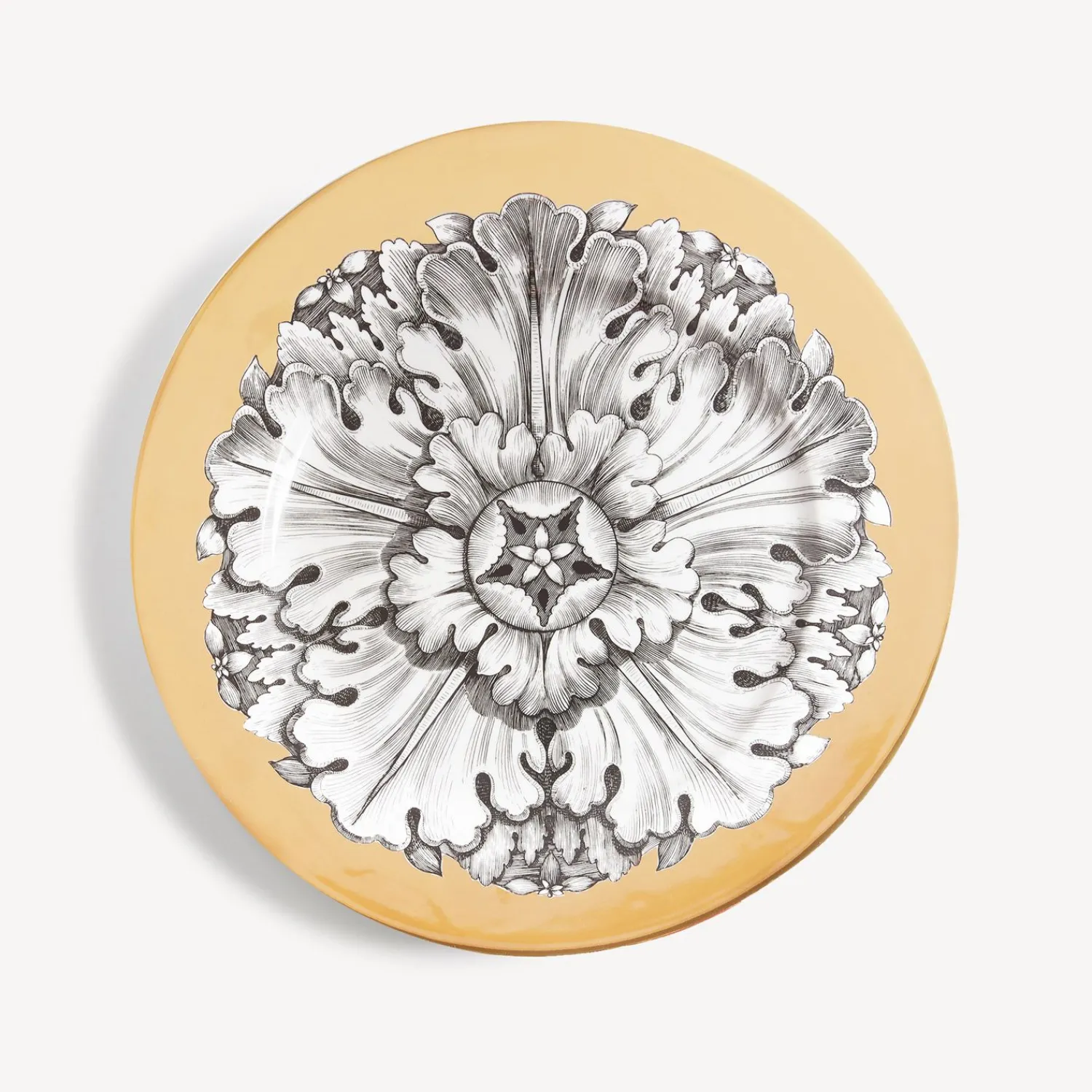Decorative Plates<Fornasetti Rim Plate Rosone N.3 White/Black/Gold