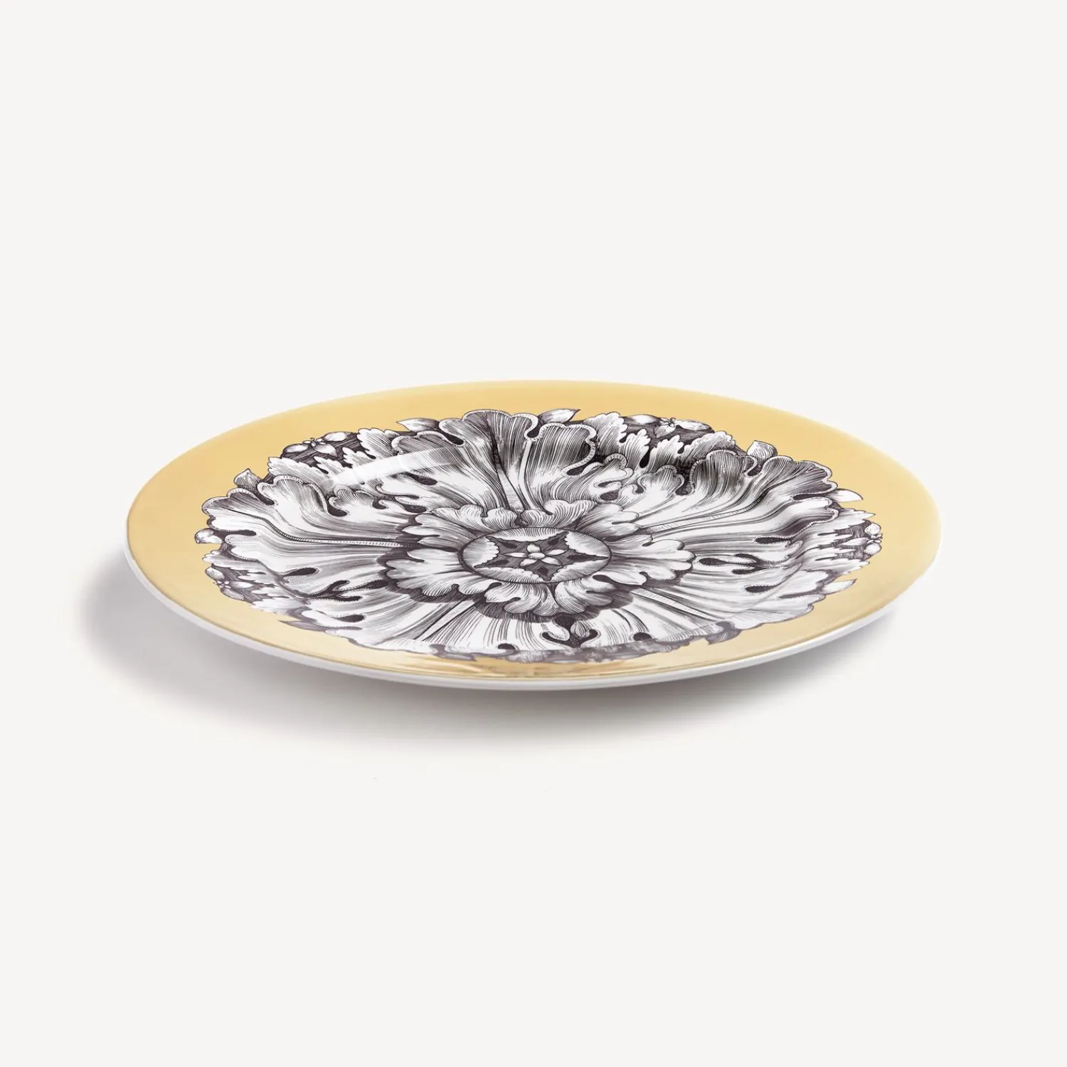 Decorative Plates<Fornasetti Rim Plate Rosone N.3 White/Black/Gold