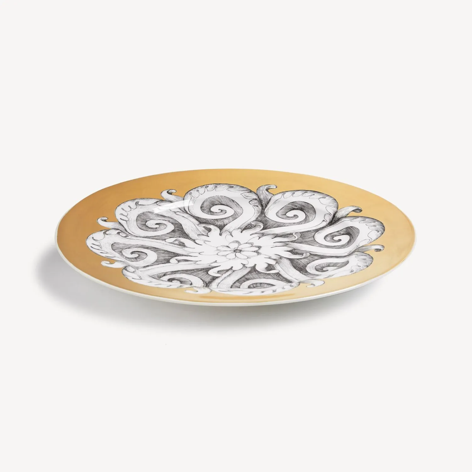 Decorative Plates<Fornasetti Rim Plate Rosone N.1 White/Black/Gold